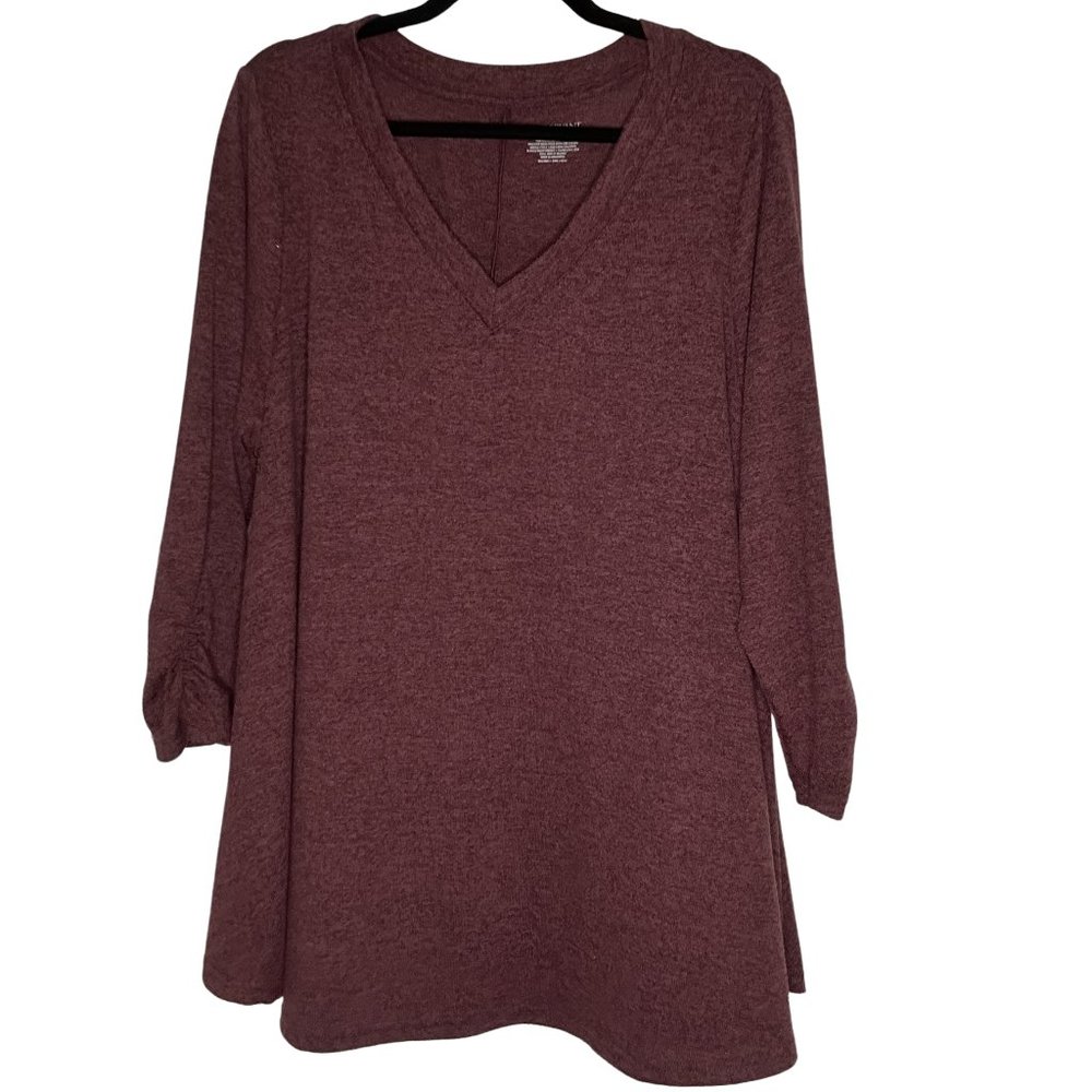 NWOT Lane Bryant 3/4 Sleeve Heathered Burgundy Top - Sz. 18/20